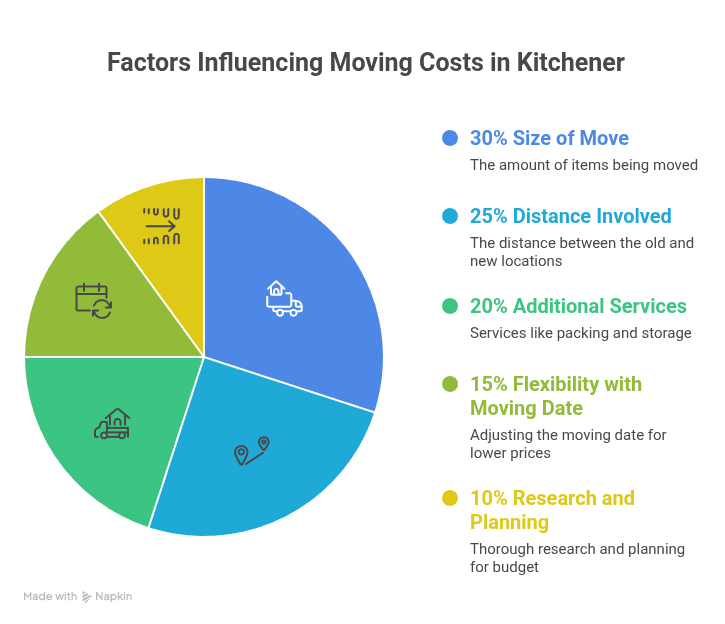 Relocating your home or office in Kitchener can be challenging without proper planning and budgeting. Understanding how much do movers cost in Kitchener is crucial to ensure you get a professional, stress-free move without unexpected expenses. The cost of movers depends on factors such as the size of your home, the distance of your move, the type of items being moved, and additional services like packing, storage, or specialty item handling.
Kitchener residents often face unique moving challenges due to seasonal weather conditions, traffic patterns, and building accessibility. Using a structured moving checklist in Kitchener alongside cost planning ensures a smooth relocation. By leveraging Kitchener moving tips, hiring local moving services Kitchener, and consulting a Kitchener relocation guide, you can estimate costs accurately and avoid last-minute surprises.
Waterloo Movers provides transparent pricing, professional service, and expert guidance to help clients navigate moving costs efficiently. From full-service packing to careful handling of furniture and electronics, understanding the factors behind how much do movers cost in Kitchener will help you plan your budget and move with confidence.

What Is How Much Do Movers Cost in Kitchener & Why It Matters in Waterloo?
Knowing how much do movers cost in Kitchener helps homeowners and businesses budget their relocation effectively. Moving services include labor, transportation, packing, and optional services such as furniture disassembly, storage, or moving specialty items.
In Waterloo and Kitchener, residents face specific moving challenges. Narrow streets, seasonal snow, multi-story buildings, and parking limitations can influence the time and effort required for a move. Hiring professional local moving services Kitchener ensures your items are handled safely, moves are completed efficiently, and your moving costs are justified.
By following Kitchener moving tips and using a structured Kitchener relocation guide, you can make informed decisions regarding labor hours, truck size, and optional services. Understanding the factors affecting how much do movers cost in Kitchener helps prevent unexpected expenses and provides peace of mind during your move.

How Much Do Movers Cost in Kitchener: Cost Table
Service Type
Typical Cost Range
Notes
Tips
Local Move (1–2 bedrooms)
$300 – $600
Small home moves within city
Confirm hourly rates
Large Home Move (3+ bedrooms)
$600 – $1,200
Includes multiple movers and trucks
Include packing services
Office Move
$800 – $2,500
Depends on size and IT equipment
Schedule during off-peak hours
Specialty Items
$100 – $500+
Pianos, pool tables, fragile equipment
Use professional handling
Packing Service
$50 – $200 per room
Includes materials
Label boxes clearly
Storage
$50 – $200 per month
Climate-controlled storage units
Protect sensitive items

This table helps Kitchener residents understand the main cost factors when estimating how much do movers cost in Kitchener.

Expert Tips for How Much Do Movers Cost in Kitchener
Professional guidance can help minimize costs while maximizing safety and efficiency. Follow these tips:
Compare quotes from multiple movers to find the best value.
Declutter before moving to reduce labor and truck size.
Use your moving checklist in Kitchener to plan effectively.
Book your move well in advance to secure preferred rates.
Schedule moves during off-peak seasons to avoid surcharges.
Ensure movers are licensed and insured for protection.
Clearly label fragile and valuable items for careful handling.

Factors Influencing How Much Do Movers Cost in Kitchener
Several factors impact your total moving cost:
Home Size: Larger homes require more labor and trucks.
Distance: Longer moves increase transportation costs.
Season & Weather: Winter conditions can slow down moves.
Optional Services: Packing, storage, and specialty items add to total costs.
Accessibility: Multi-story buildings and limited parking increase labor hours.
Professional local moving services Kitchener account for these variables to provide accurate, reliable cost estimates. For planning guidance, check Waterloo Movers First Apartment Checklist.

Full-Service Moving Packages for Kitchener Residents
Waterloo Movers provides services aligned with cost efficiency and safety:
Full packing and unpacking of household items.
Safe handling of fragile and specialty items.
Furniture disassembly and reassembly.
Climate-controlled storage if needed.
Licensed, insured movers for secure relocation.
Using professional movers ensures your move is timely, safe, and well-budgeted, while your moving checklist in Kitchener helps monitor each step.

Detailed Cost Table for Kitchener Moves
Step
Description
Estimated Cost
Tips
Inventory
List all items
Free
Identify fragile items
Packing
Boxes, tape, bubble wrap
$50 – $200 per room
Label contents by room
Movers
Labor and trucks
$300 – $1,200
Confirm hourly rate and services
Transport
City move or long-distance
Included
Schedule for off-peak traffic
Storage
Optional storage units
$50 – $200 per month
Use climate-controlled for delicate items
Unpacking
Arrange furniture and boxes
Included in full-service package
Assign rooms for each department
Final Check
Inspect items
Free
Document damage for insurance

Common Mistakes When Estimating Moving Costs
Failing to compare multiple quotes.
Forgetting optional services in the budget.
Not accounting for seasonal weather impact.
Attempting to move heavy/specialty items alone.
Booking movers at the last minute, leading to higher costs.
Following a Kitchener relocation guide reduces risks and ensures costs are predictable.

Frequently Asked Questions About How Much Do Movers Cost in Kitchener
1. How much does a typical move cost in Kitchener?
 Small local moves can range from $300–$600; larger homes $600–$1,200.
2. How long will a move take?
 1–2 bedroom homes usually 4–6 hours; larger homes may take a full day.
3. What affects the price the most?
 Home size, distance, specialty items, and optional services like packing/storage.
4. How do I know movers are reliable?
 Check licensing, insurance, and client reviews.
5. Are there hidden fees?
 Transparent movers provide detailed quotes. Optional services may increase total.
6. When should I book?
 At least 4–6 weeks in advance for availability and better rates.
7. Can specialty items be safely moved?
 Yes, professional movers handle fragile or heavy items with care.

Contact Information
Get In Touch
 Waterloo Movers
 Waterloo, ON, Canada
 📧 waterloomoversca@gmail.com
 📞 (226) 842-5146
